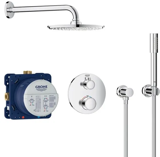 Grohe Grohtherm Rainshower Cosmopolitan 210 kromilla varustettu suihkusarja