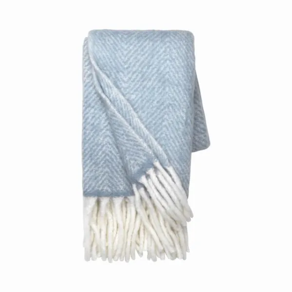 Cozy Living Mathea Torkkupeitto Herringbone Sky Blue